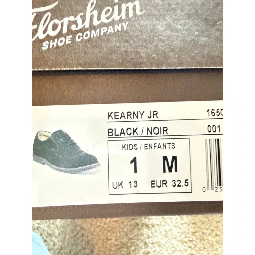 Florsheim Kearny Jr Boys Black Suede Oxford Dress Shoes 16503-001 Size 1M